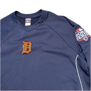 MAJESTIC Detroit Tigers Shirt MLB 3XL Navy LS 2012 World Series Fall Classic